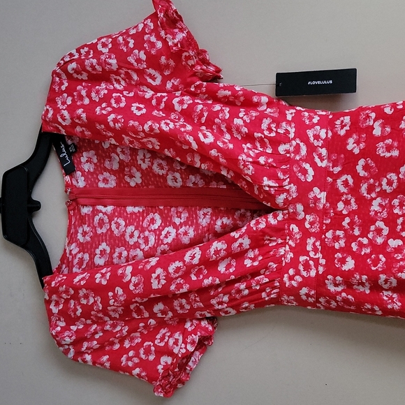 💙HP💙 Lulus Garden Explorer Red Floral Print Mini Dress XS - Picture 10 of 13